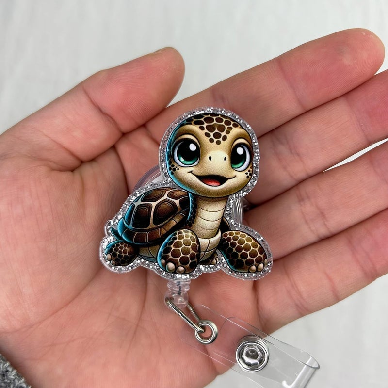 Bydevia Cute Sea Turtle Badge Reel Retractable, Ocean Animal Badge Reel for Nurse Nursing RN CNA LPN Medical Worker & Teacher, Pediatric Nurse Turtle Badge Holder with Alligator Clip & 24” Durable Nylon Cord - Image 3